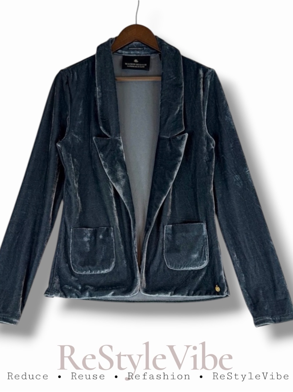 MAISON SCOTCH Women’s Size 3 Blazer Jacket Velvet Velour Stretch Bohemian Chique